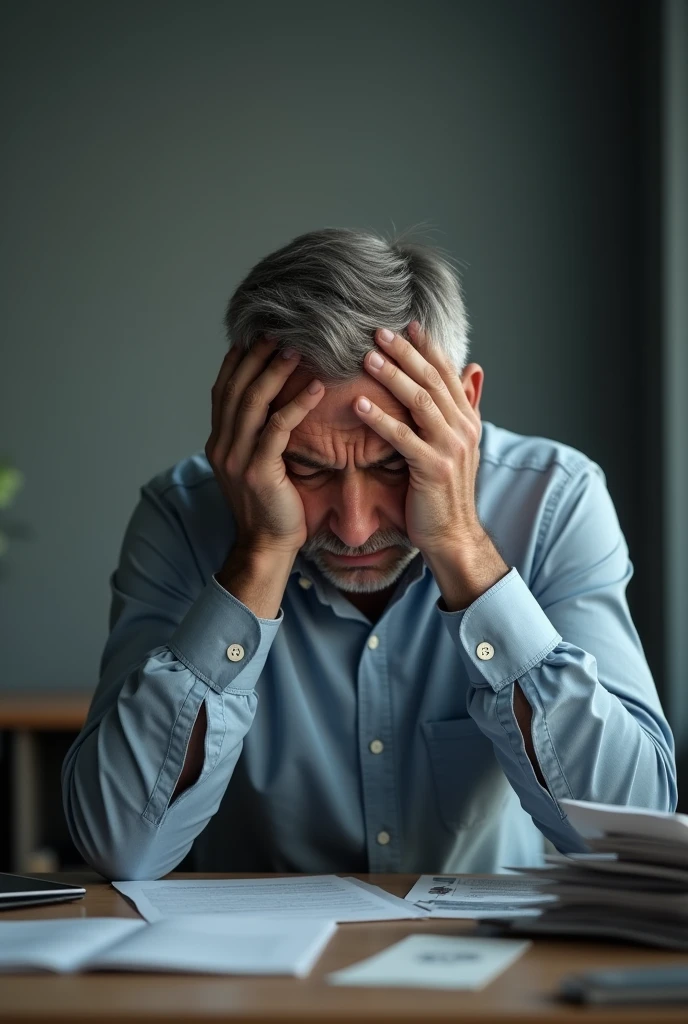 A man stressed because he don't have any chief