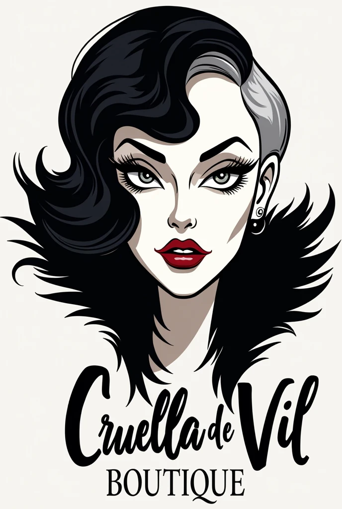 Logo for a Cruella de Vil boutique in a dress boutique