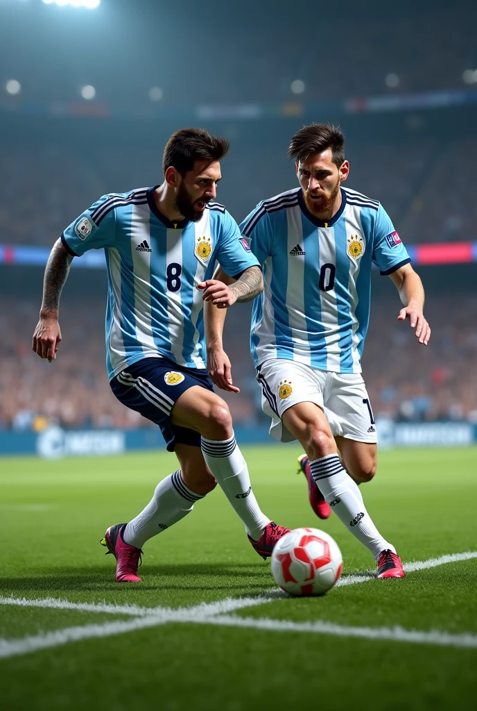 Messi dribbling Against messi wearing Argentina jurcy