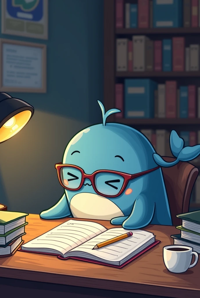 Whale studying for exams Cute