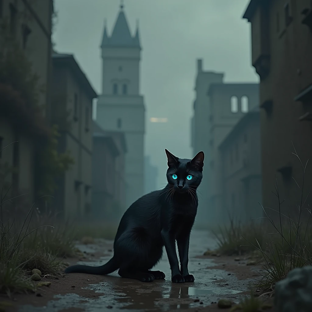 Black cat with blue eyes