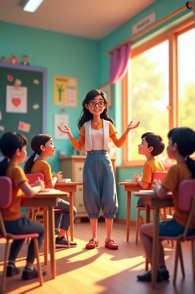 In a school called Merdeka Elementary School, Mrs. Sri is seen carrying out learning activities in the classroom