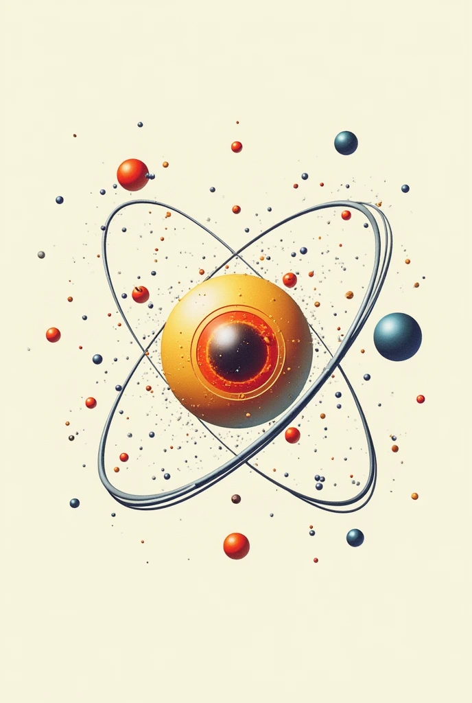 Atom with particles and subparticles 