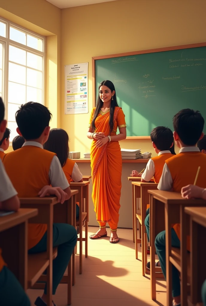 Indian school 1 teacher in teach in classroom