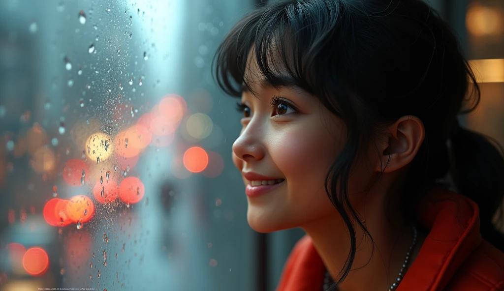 Ava’s Introduction: The camera zooms in on Ava, who stands out from the crowd with her bright smile and vibrant personality. Her inner monologue introduces her love for the rain as she gazes out at the city, the world reflected in her sparkling eyes.