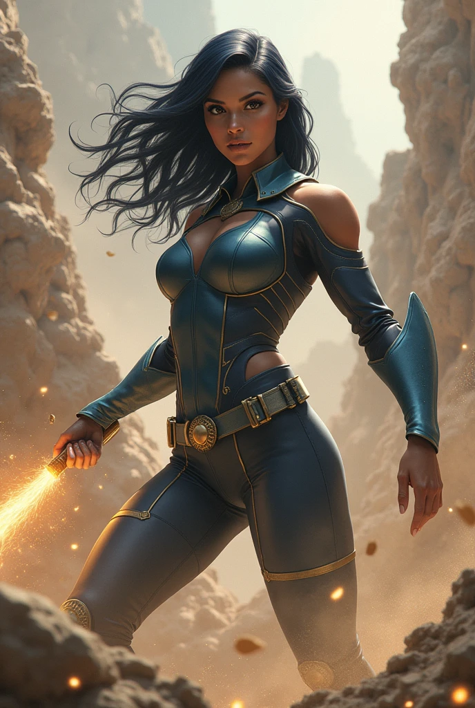 arafed woman in a black wetsuit standing in front of a mountain, zenescope, chris moore. artgerm, style of raymond swanland, rossdraws and boris vallejo, artgerm julie bell beeple, by Eddie Mendoza, style ivan talavera and artgerm, artgerm greg rutkowski _ greg