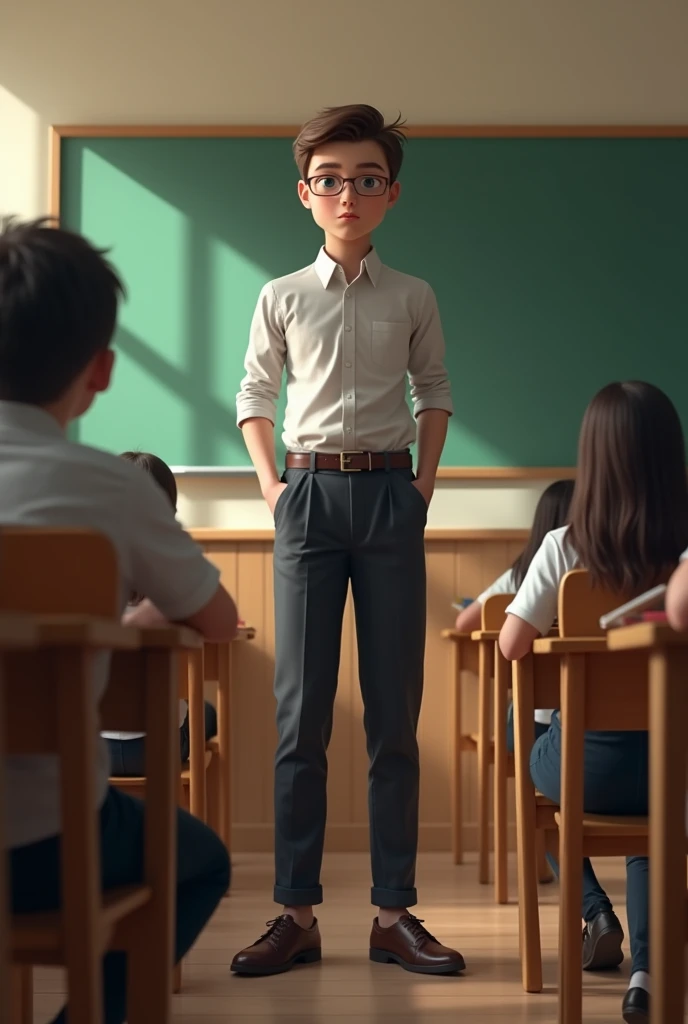 One student stand up in class