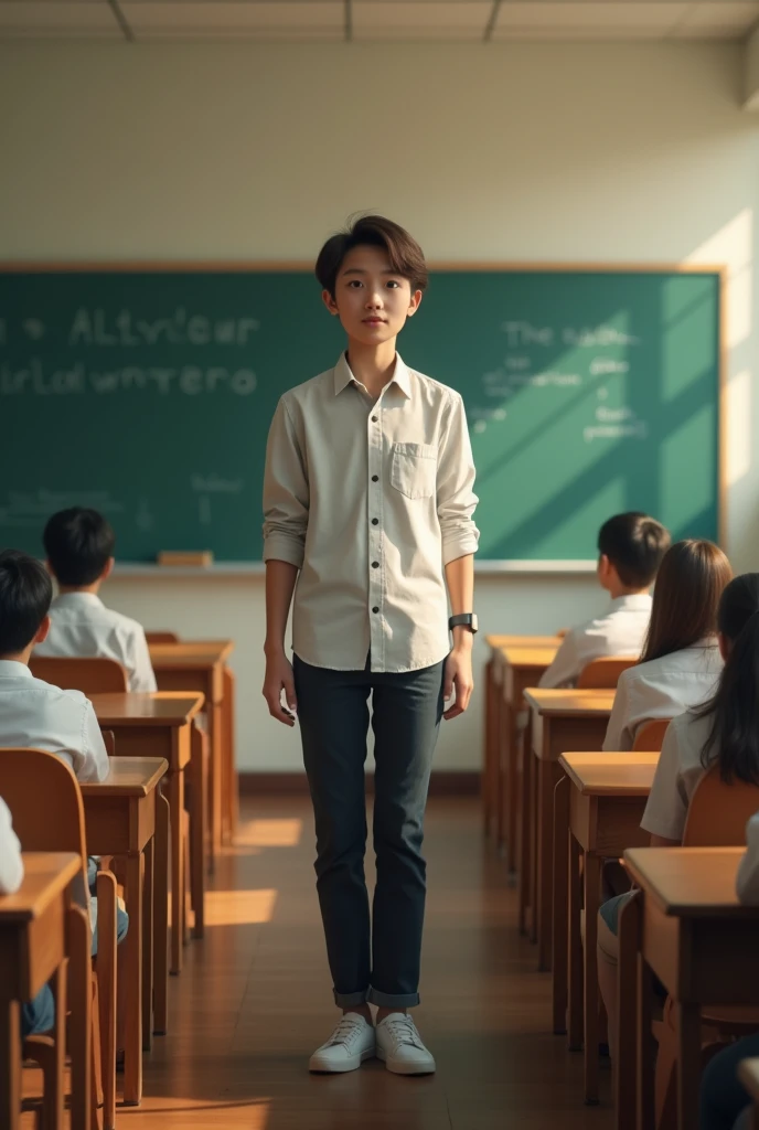One student stand up in class 