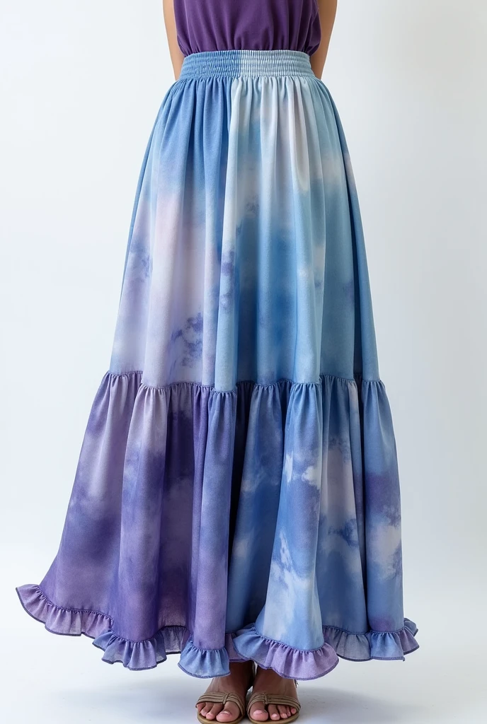 Crie uma Saia Longa print Abstrata
Corte e Tamanho: long cut, with a flowing skirt that reaches the ankle.
print: Abstract drawing in shades of blue, purple and white.
Sewing: Elastic waistband and ruffle detailing at the edges for a romantic touch.. Now you are the greatest stylist on the farm.