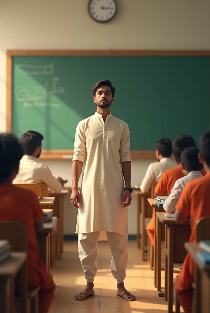One indian student stand up in class