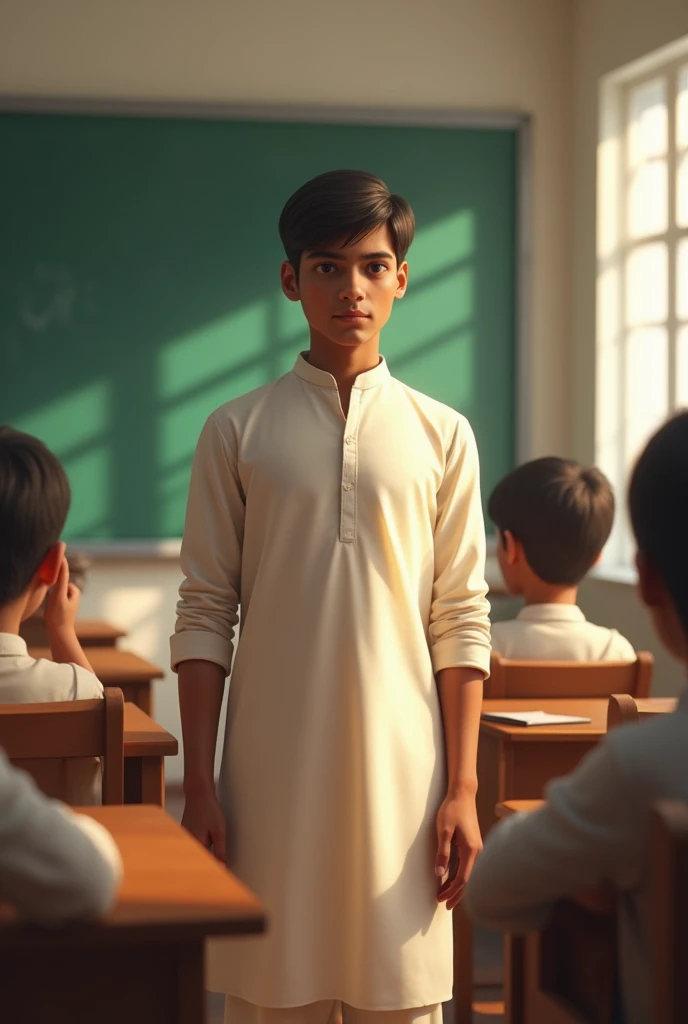 One indian student stand up in class 