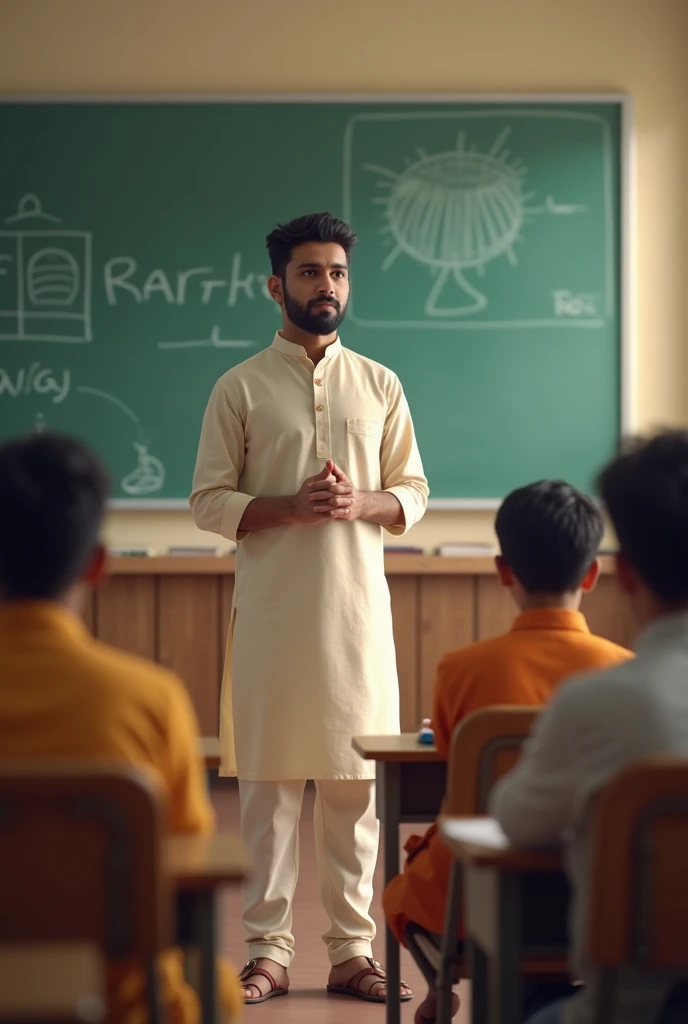 One indian student stand up in class