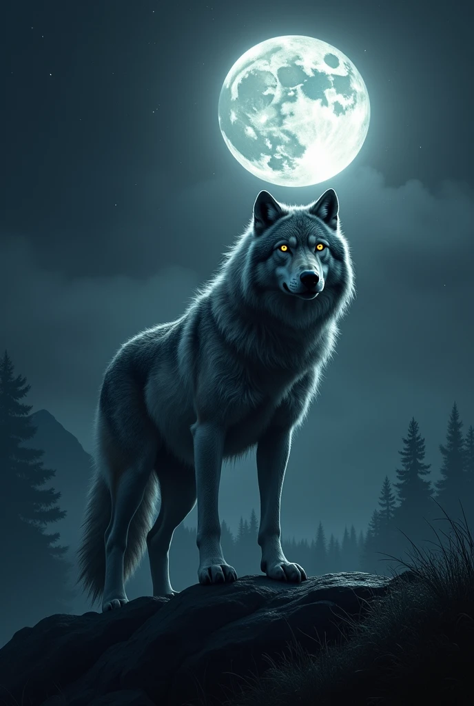 A wolf at moon night
