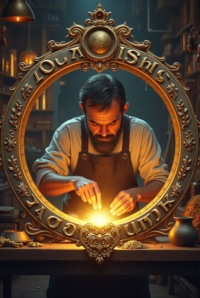 Word "Goldsmith" in curcle a lot of detail much more details fucking much detail more than everything in the world 
