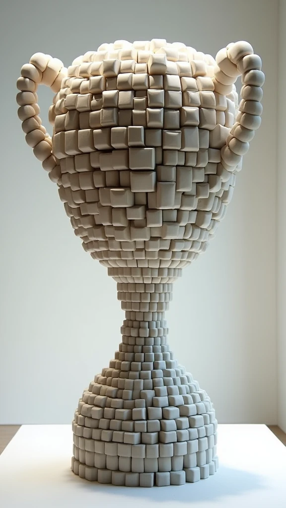 Trophy shape made of small cubes,Mosaic,The art of math