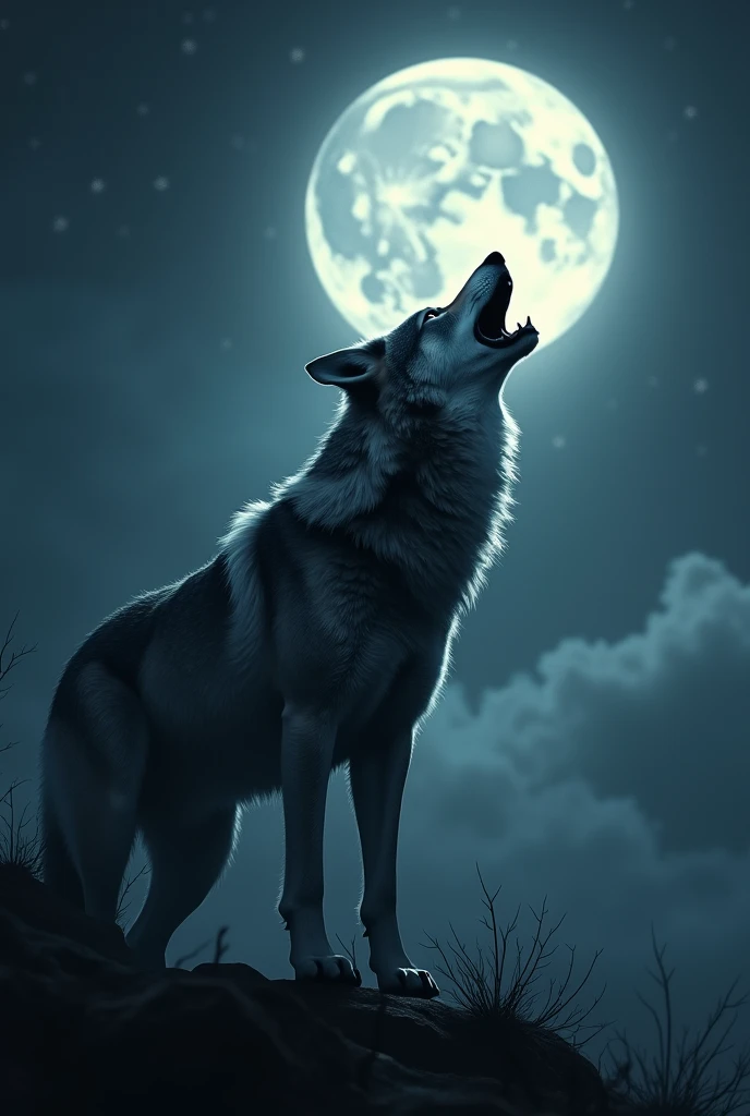 A wolf at moon night was barking