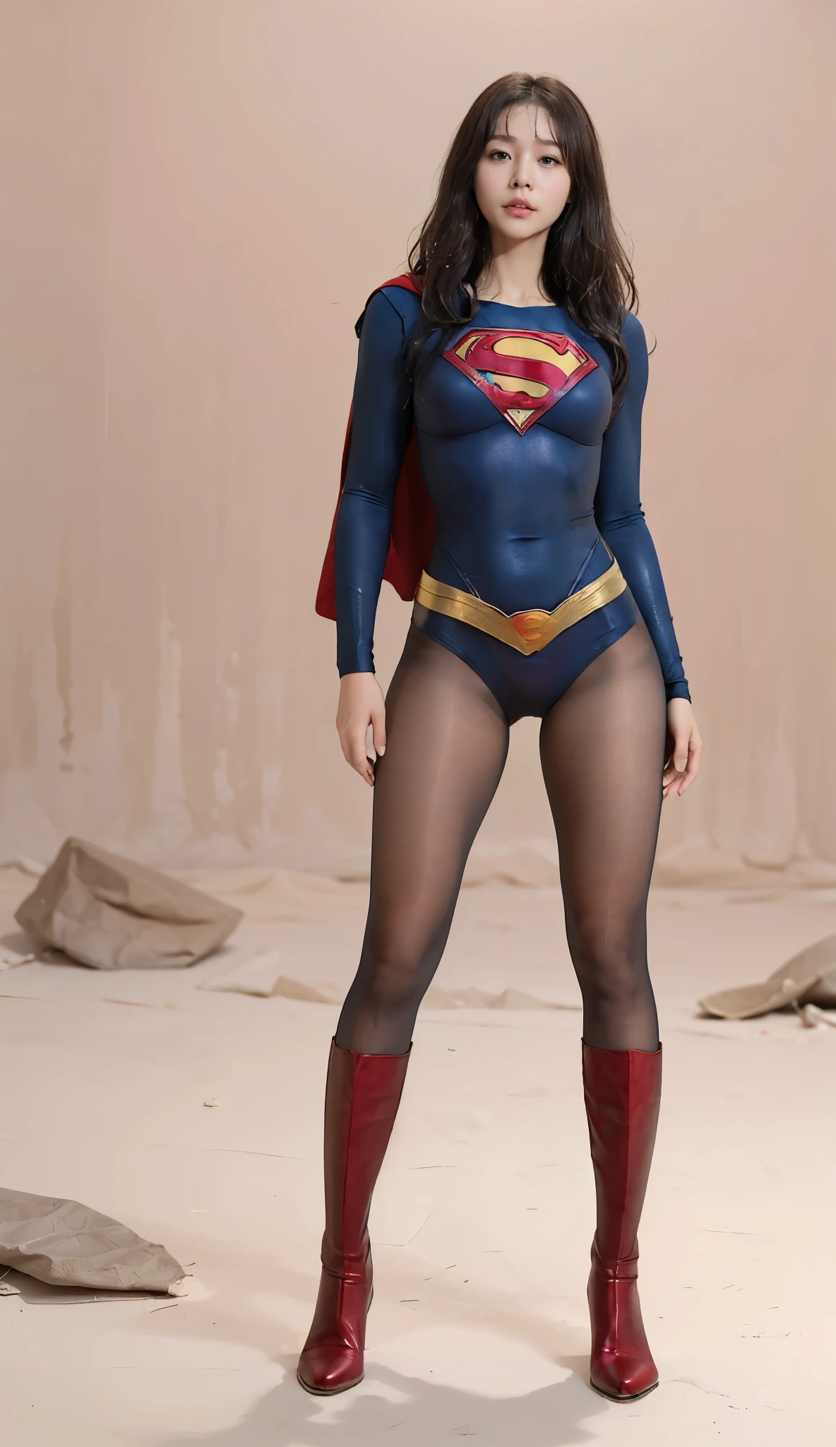 No background、(((Beautiful legs in black tights.)))、(((Legalize the beauty of your suffering face)))、((((Make the most of your original images)))、(((Supergirl Costume)))、(((Beautiful Hair)))、(((suffering)))、(((Please wear black tights....、Wear red boots)))、((Best image quality、8k))、((Highest quality、8k、masterpiece:1.3))、(((Preserve background )))、Sharp focus:1.2、Beautiful woman with perfect figure:1.4、Slim Abs:1.2、Wet body:1.5、Highly detailed face and skin texture、8k