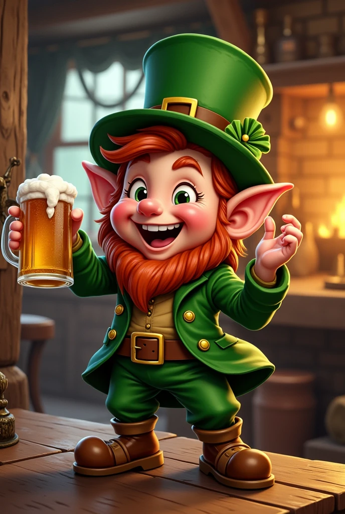 Leprechaun drinking beer
