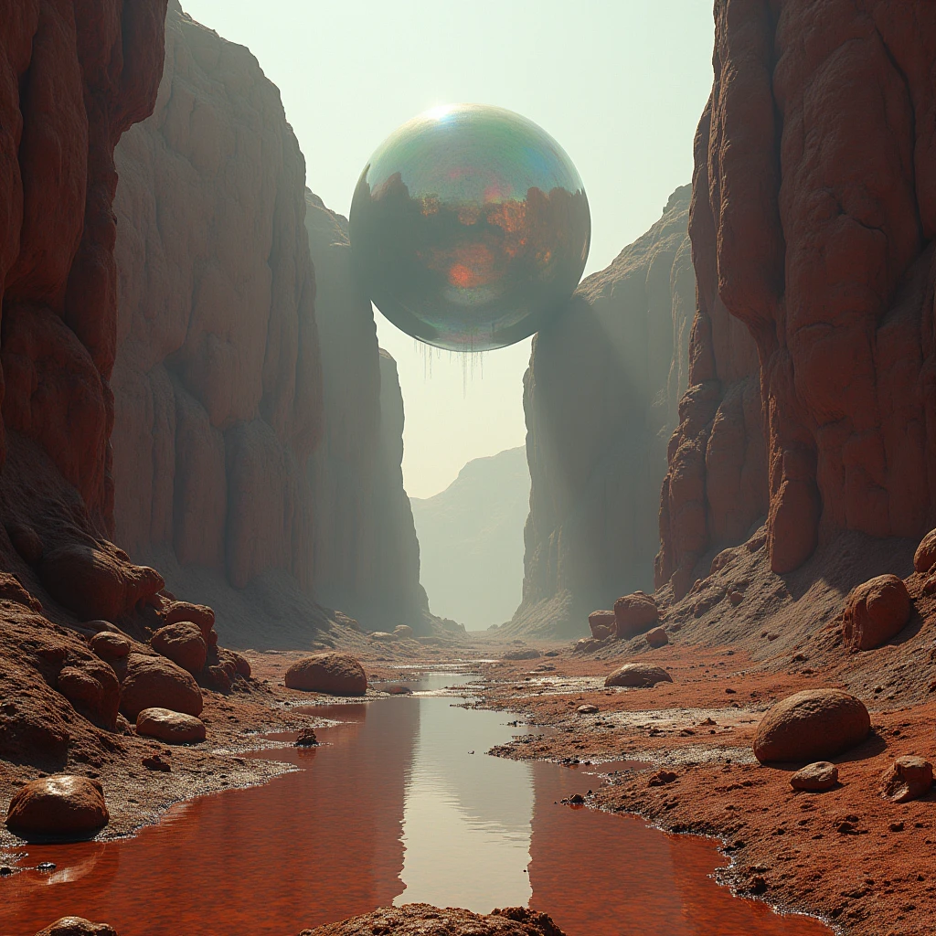 the viewer is in a rift, there is a dome top growing up above the rift, there are veiny dark bubbles growing in a rift between two martian land masses, the bubble is a plant exterior and anchored itself to rift walls, and climbing higher, astronauts are witnessing it for the first time, ethereal bubbles, foamy bubbles, soap like plant bubbles, air bubbles, water bubble, magic bubble barrier, bubbles rising, huge bubbles, liquid sculpture, magic bubble barrier, bubbles rising, huge bubbles, bubbly closed cell foam and froth at the outside base of the bubble, the main structure can be seen from satellite pictures, viewer and astronauts are inside a terraformed alien super bubble. the biological membrane of the bubble surface is reminiscent of botanotech from series raised by wolves, cybernetic plant membrane,,, there is a veiny dark membrane growing in a rift between two martian land masses, the membrane is air tight and anchored itself to rift walls, and climbing higher, ethereal rainbow membrane, iridescent soapy membrane, ethereal membrane, membrane, foamy membrane, soap membrane, membrane air bubbles, water bubble, magic membrane barrier, bubbles rising, huge membrane, liquid sculpture, magic membrane barrier, membrane rising, huge membrane, membrane closed cell foam and froth at the base of the bubble, the main structure can be seen from satellite pictures, viewer and astronauts are inside a terraformed alien membrane.