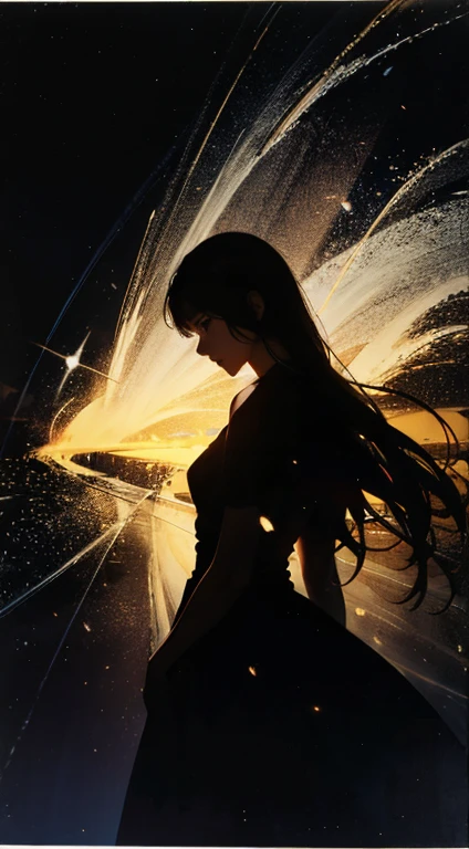 Masterpiece, best quality,1girl, solo,silhouette, light particles
