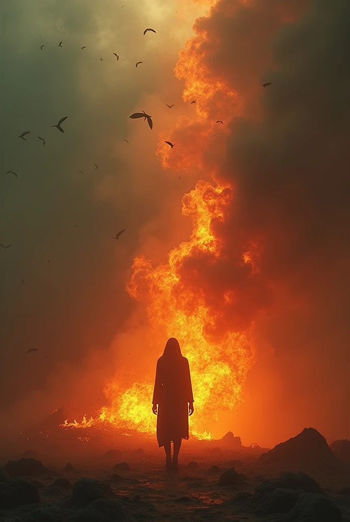 Create for me an image of the real on fire