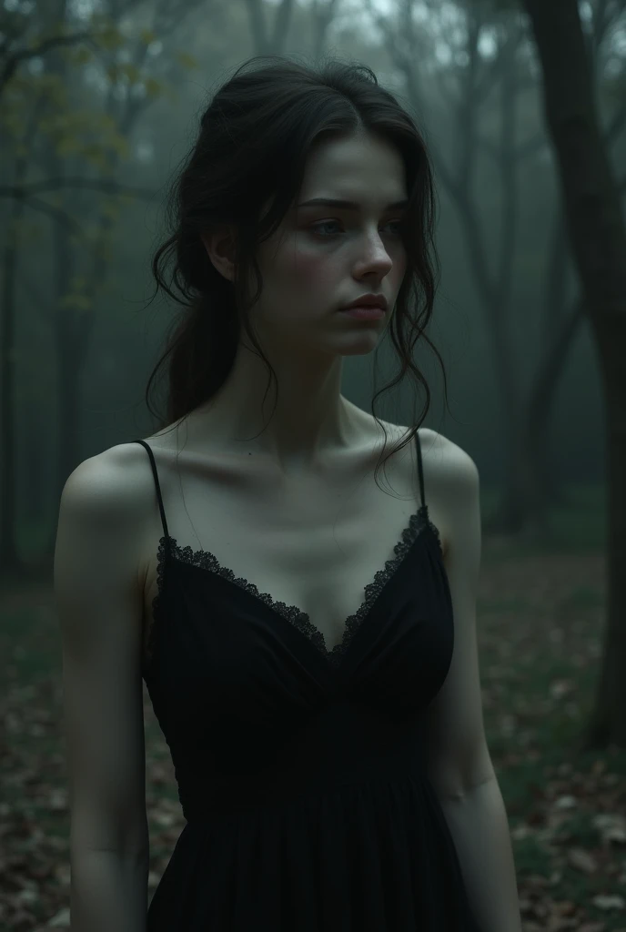 a girl, in black, missing someone