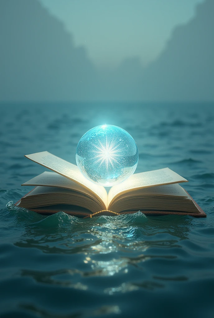 Book opening in Sea and there is pearl appearing . But there's still space to put a timeline and title in the middle and top