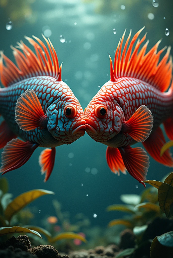 Flowerhorn fish fighting