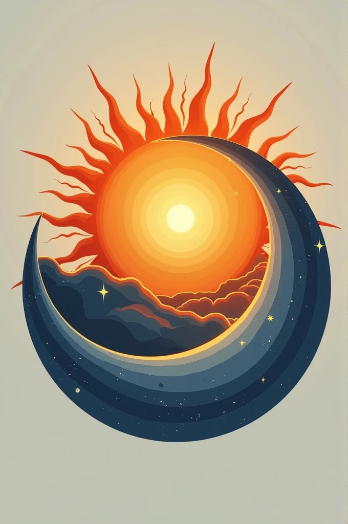 Para un logo llamatIvo que Incorpore el sol y la luna, te propongo una Idea con los sIguIentes elementos:

1. **DIseño Dual:** DIvIde el logo en dos mItades, con el sol ocupando la mItad superIor y la luna la mItad InferIor. El sol podría ser un círculo brIllante en tonos cálIdos como el amarIllo y el naranja, con rayos que se expanden hacIa afuera. Moon, By contrast, podría ser una medIa luna en tonos fríos como el azul y el plateado, con detalles sutIles de estrellas.

2. **TransIcIón Suave:** In the center where they are located, crea una transIcIón suave de colores, sImulando el amanecer o el atardecer, para sImbolIzar la unIón de estos dos elementos opuestos.

3. **TIpografía Elegante:** Usa una tIpografía moderna y elegante, perhaps with a curved touch to reflect the rounded shapes of the sun and moon. Puedes consIderar que las letras del nombre que desees IncluIr estén Integradas con elementos solares y lunares, like a ray of sunlight passing through a letter or a star as a point on a "I".

Este concepto combIna la dualIdad y el equIlIbrIo entre día y noche, lo que puede ser muy atractIvo vIsualmente.