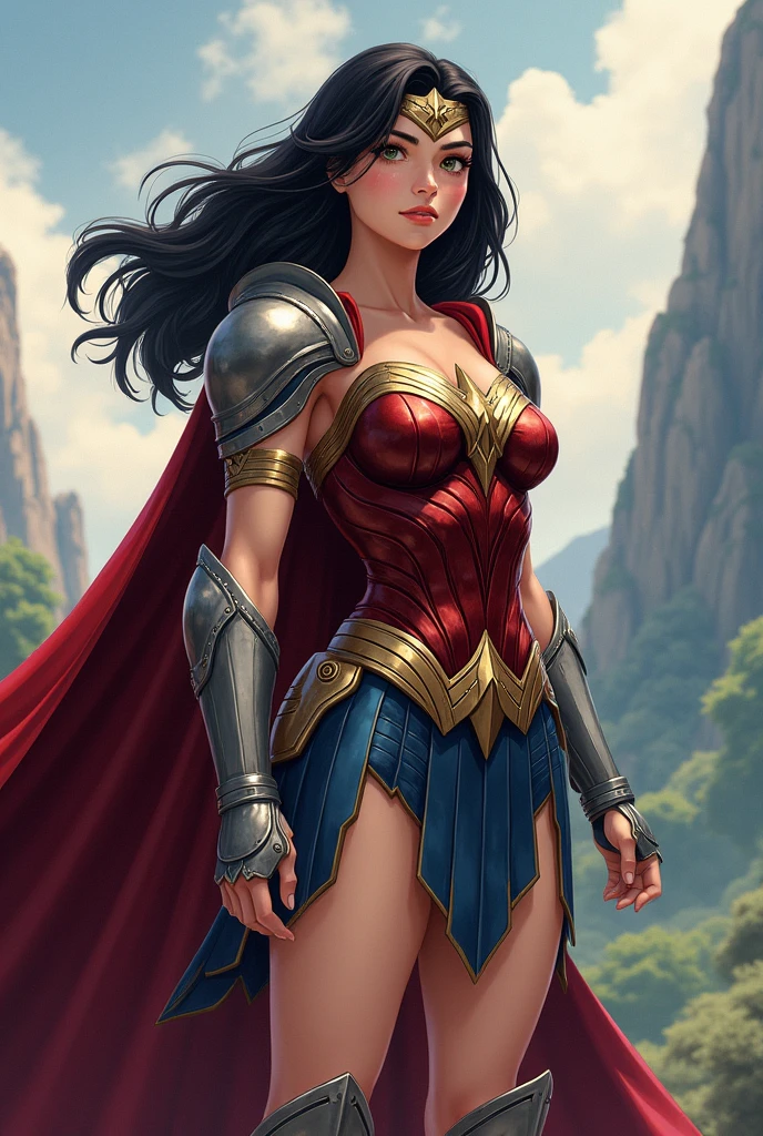 Diana prince Wonder woman with a full medieval style costume being an anime paladin
