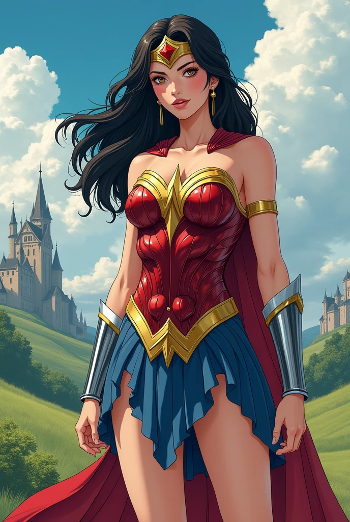 Diana prince Wonder woman in a full medieval anime style costume
