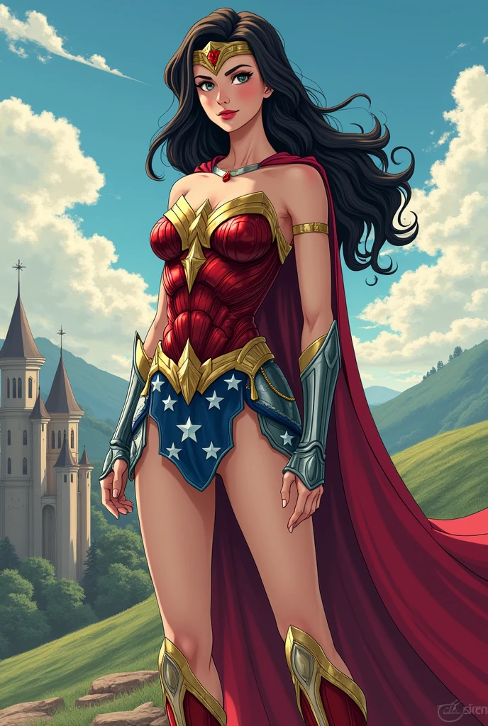 Diana prince Wonder woman in a full medieval anime style costume
