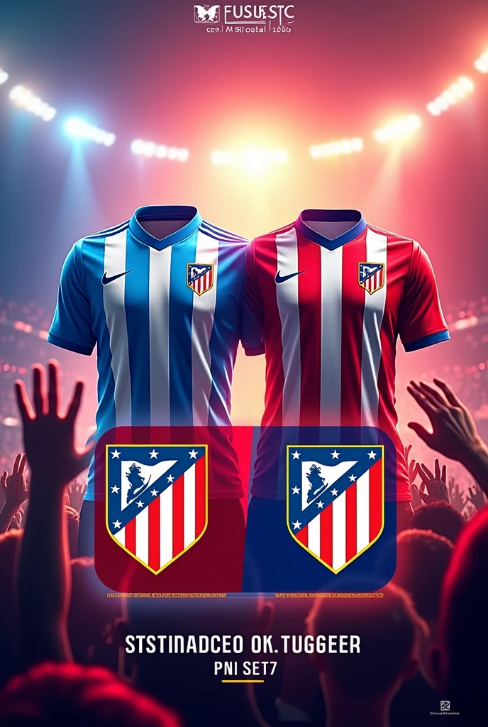 I create an image of a party advertisement Details, Atletico Madrid vs Jilguero Time: 10:30 am Date: 25/08/204 Place: Yarula Let all the details be seen perfectly