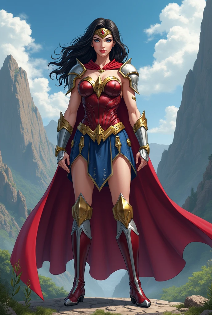 Diana prince Wonder woman with a full medieval style costume being an anime paladin