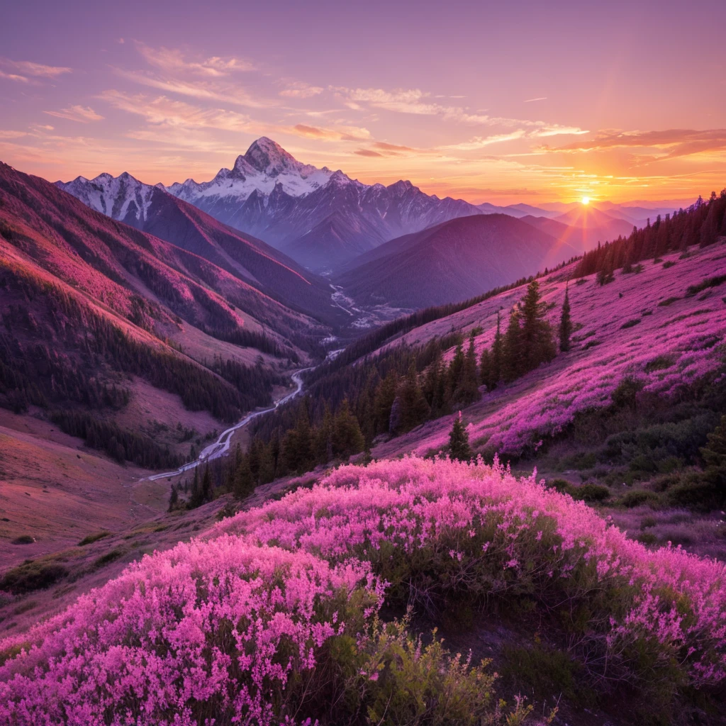 sunset,pink,Mountain