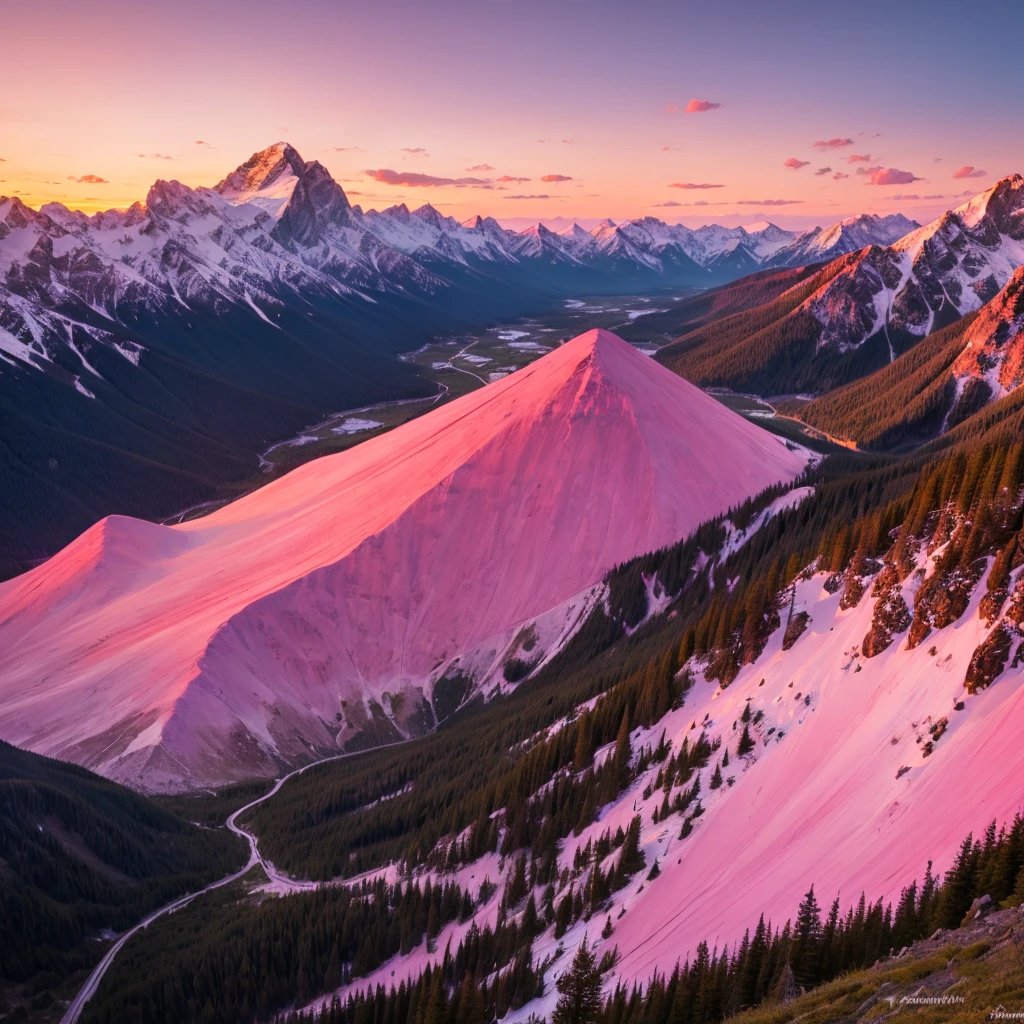 sunset,pink,Mountain