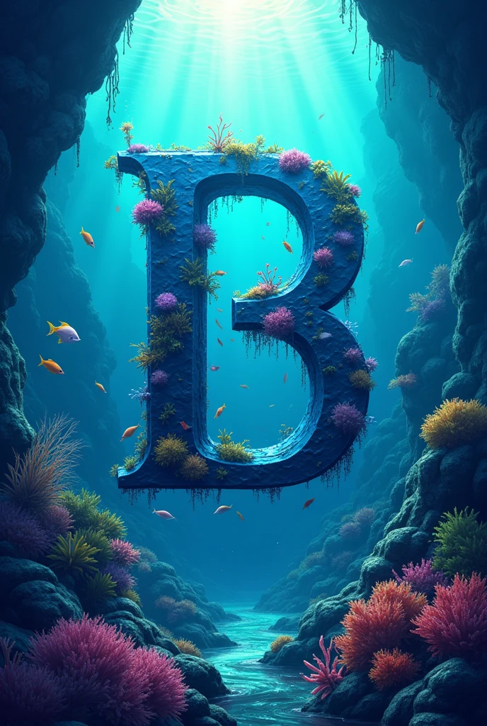 Create a logo with the 3 letters D,m,B with high sea bottom