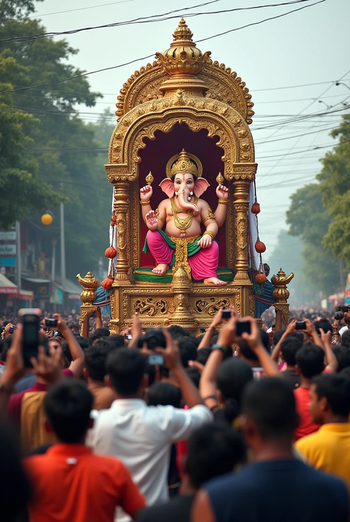 Tamil god vinayagar Chariot travel in street a peoples wishing  they camera focus in vanayagar
