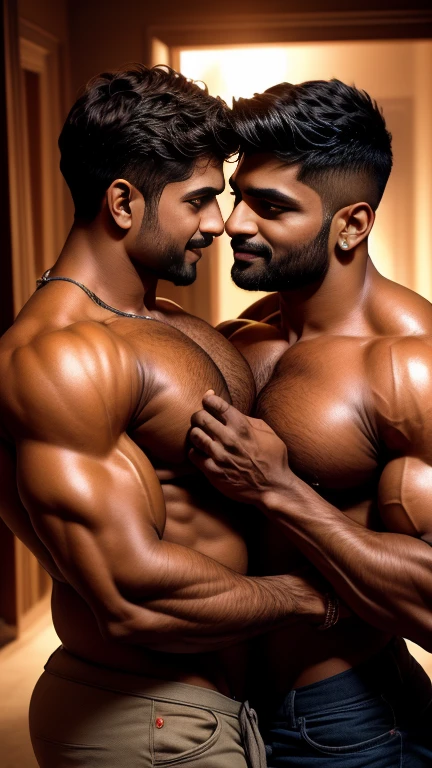 Indian gurjar gay couple doing chest kissing.
