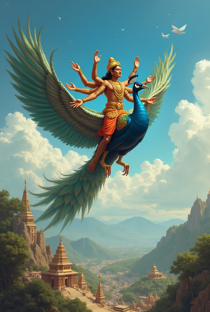 A tamil god childhood murugan flying sky to peacock in a tamil nadu peoples wishing