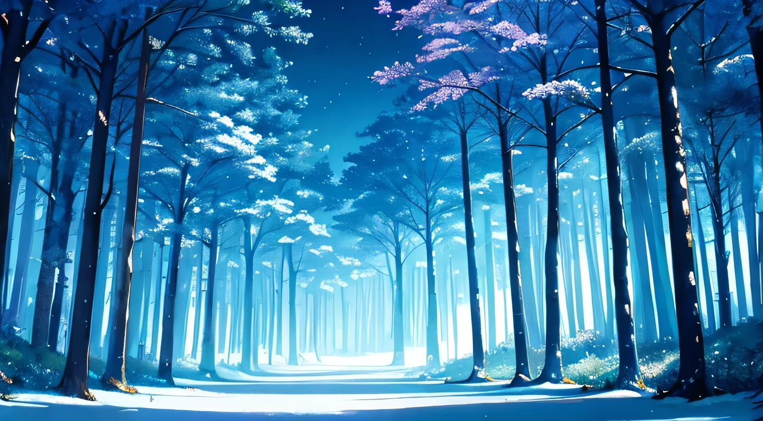 background (anime style) Magic Forest, Main color: light blue