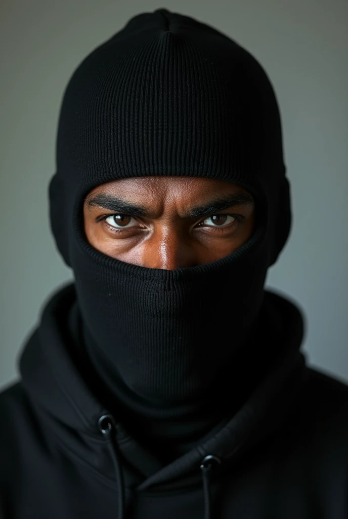 A selfie of a brown guy in a balaclava
