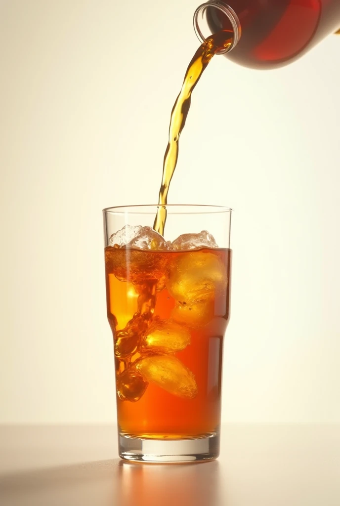 bottle of Lipton Ice Tea is poured into a glass, using the CapCut pouring effect.