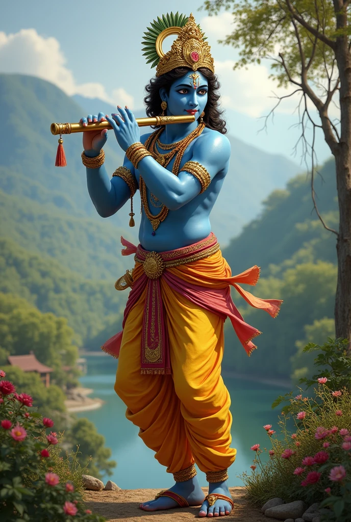Create a lords krishna Playing flute