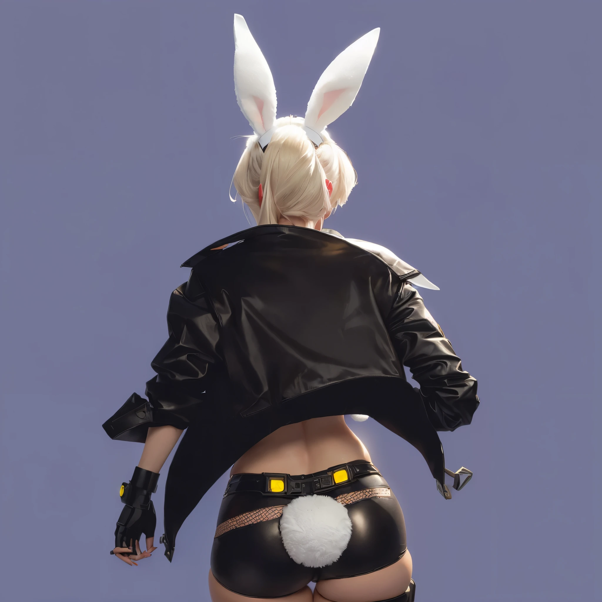 there is a woman in a bunny suit with a bunny ears, bunny girl, bunnypunk, bunny leg, wearing cybernetic bunny ears, lola bunny fanart, leather bunny costume bodysuit, 2 b, 2b, playboy bunny, bunny suit, wearing a bunny suit, bunny ears, artwork in the style of guweiz, guweiz, with bunny ears