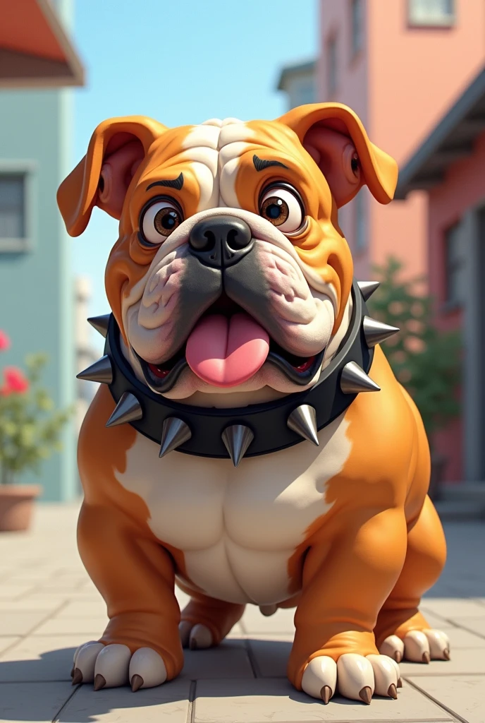 cartoon bulldog with spiked collar
