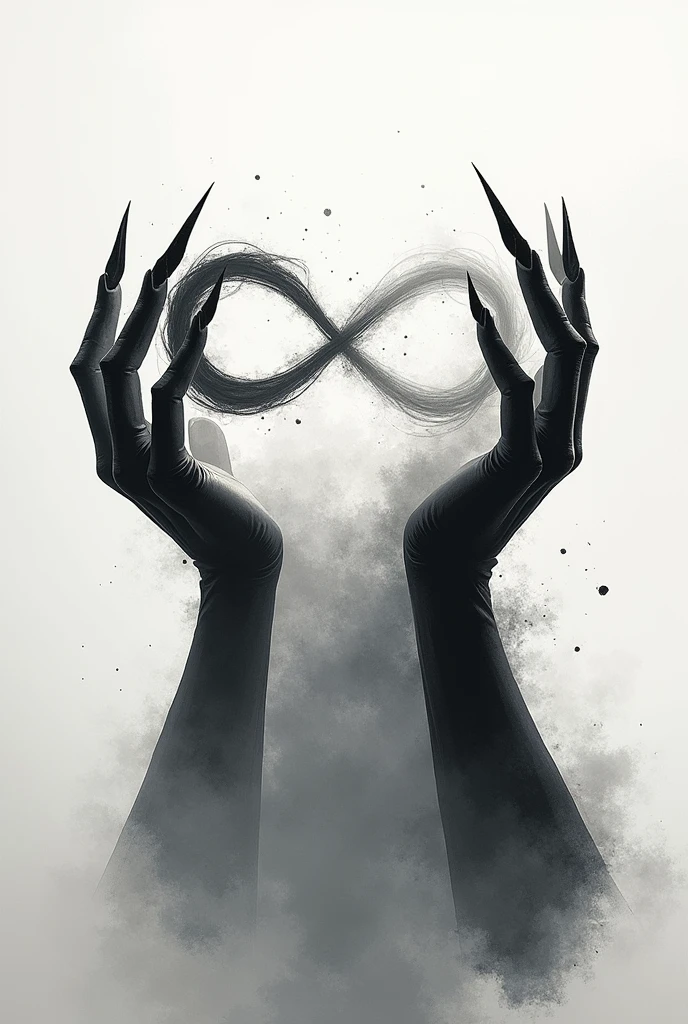 Generates an infinity being repressed by the hands of a demon with a minimalist style