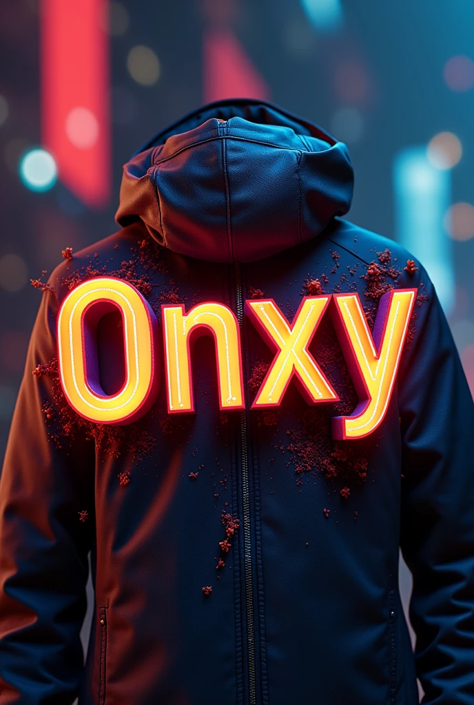 make a logo brand name with "OnxY" realistic design, colourful design, fashion brand, men clothing, "ONxY" name printed on a tshirt