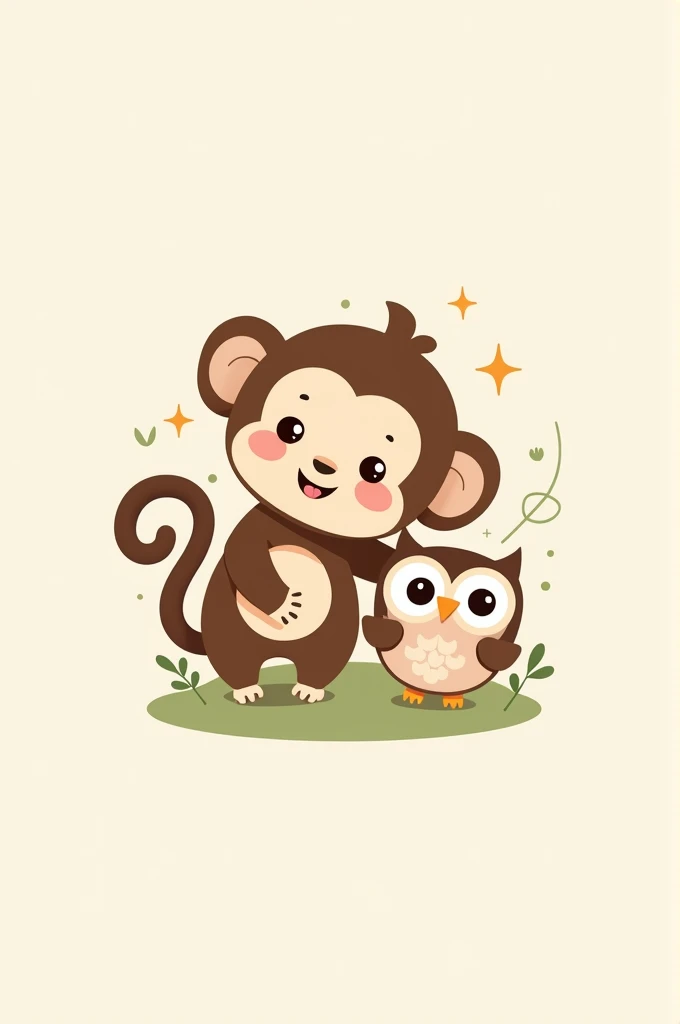 Cute monkey and owl logo