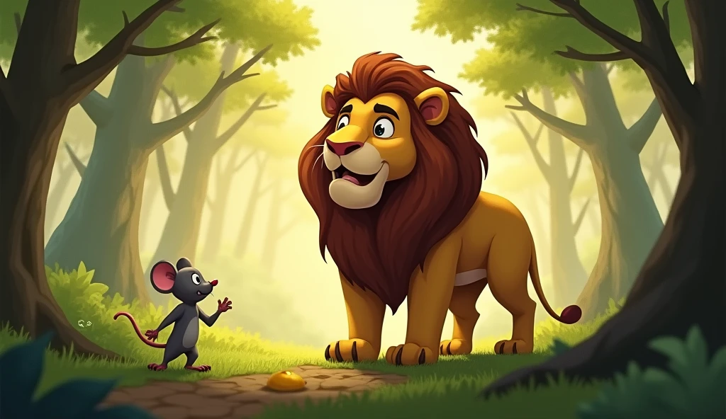 The lion was surprised and embarrassed at the mouse's help
